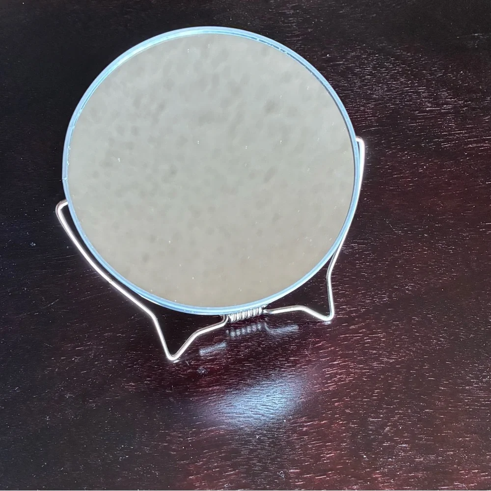 Round Silver Tabletop Mirror